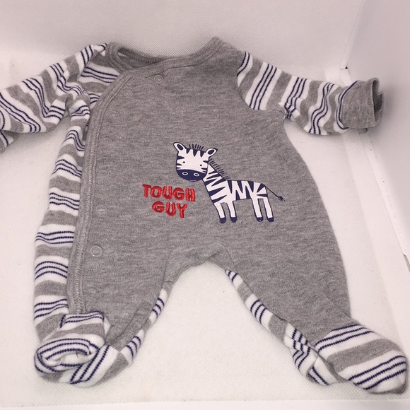 Koala Baby Preemie Infant Boys Footed Sleeper "Tough Guy" Zebra Motif Premature - Picture 7 of 7